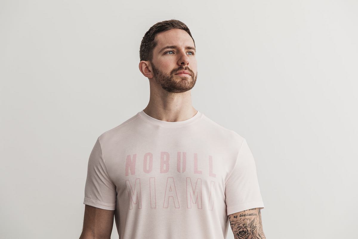 T-Shirt Nobull Miami Homme Rose | YF2468975