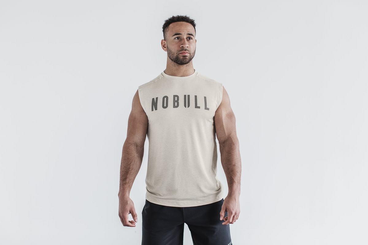 T-Shirt Nobull Sans Manches Homme Beige | ZL3954016
