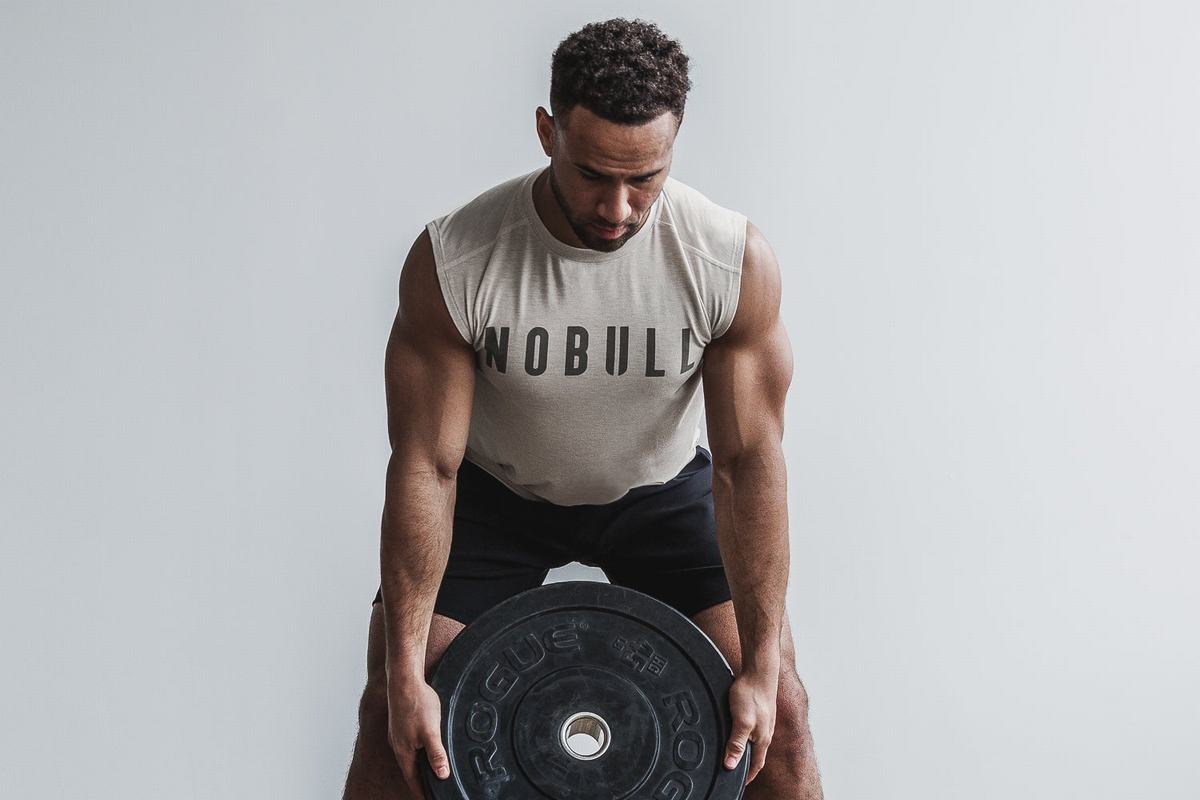 T-Shirt Nobull Sans Manches Homme Beige | ZL3954016