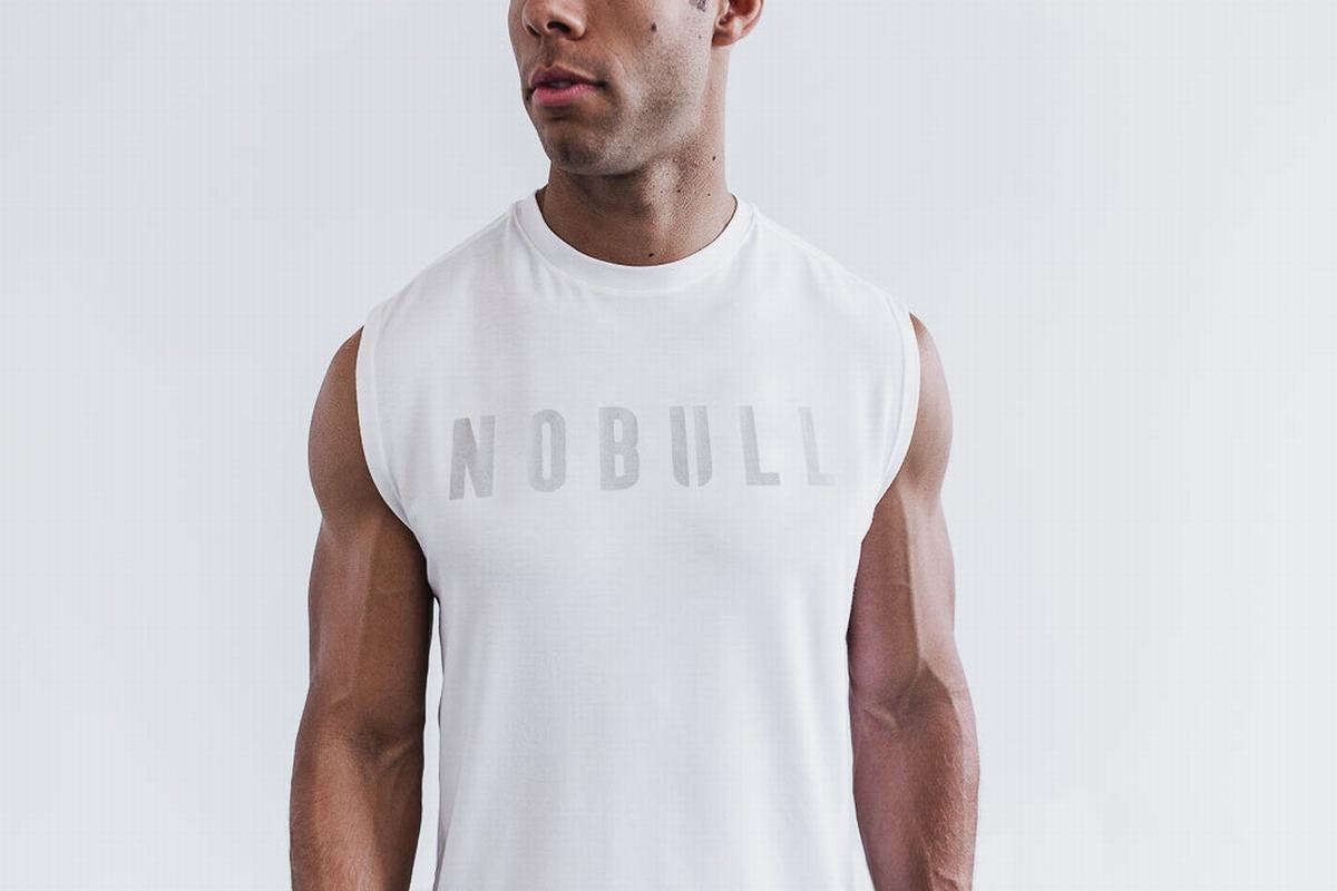 T-Shirt Nobull Sans Manches Homme Blanche | BL4978135
