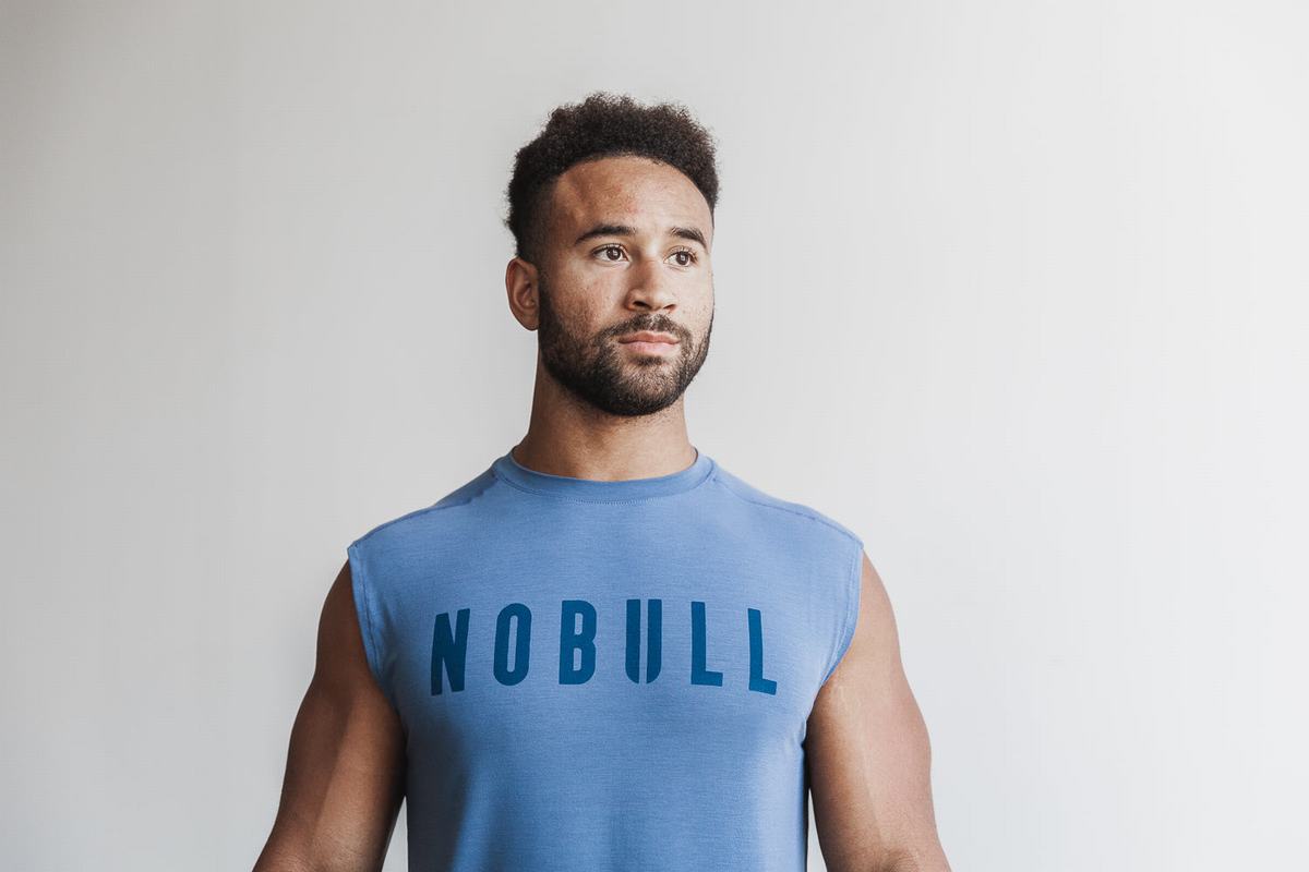 T-Shirt Nobull Sans Manches Homme Bleu | EN3810459