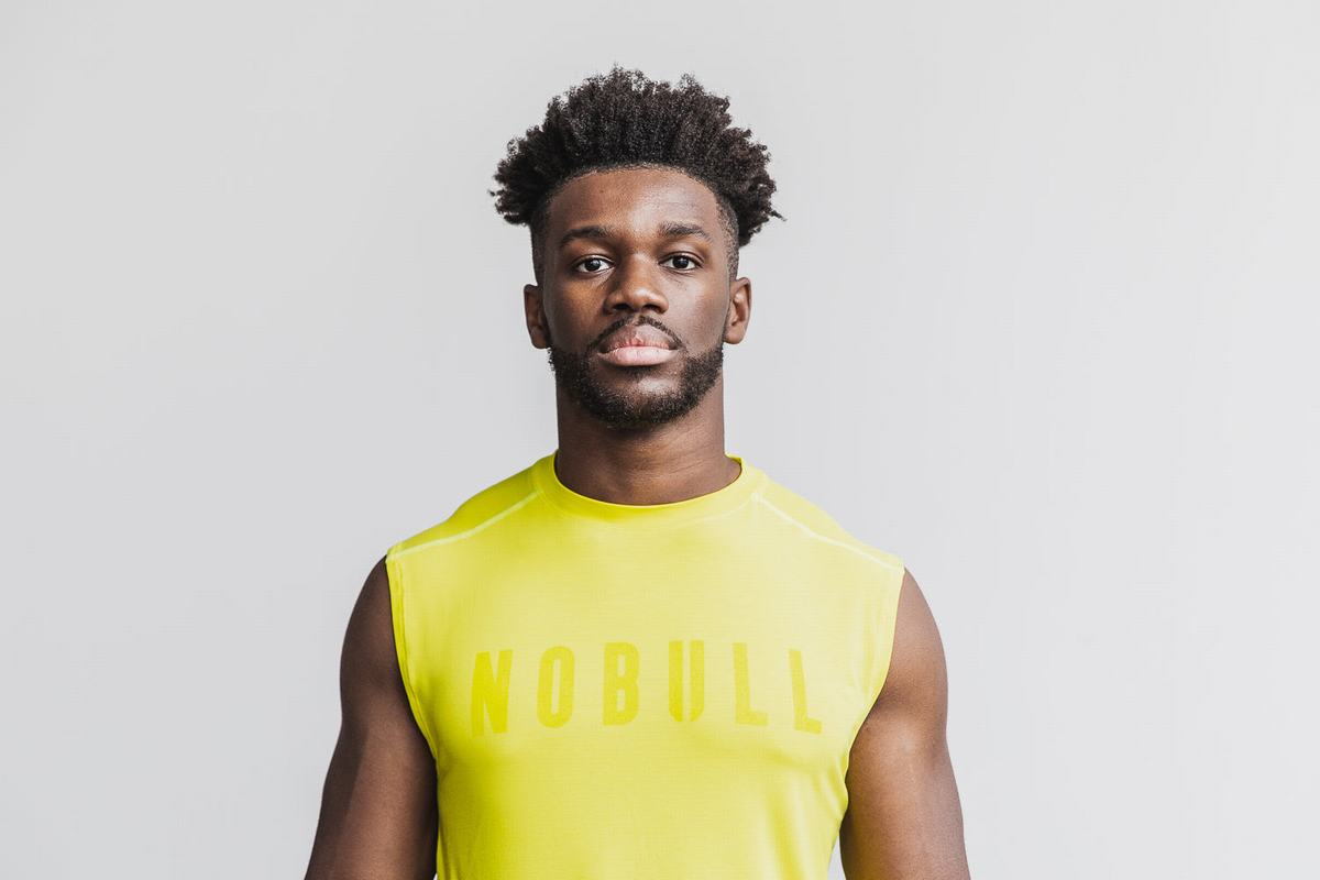 T-Shirt Nobull Sans Manches Homme Jaune | HR4768201