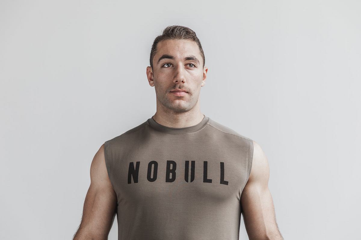 T-Shirt Nobull Sans Manches Homme Marron | MR7561320