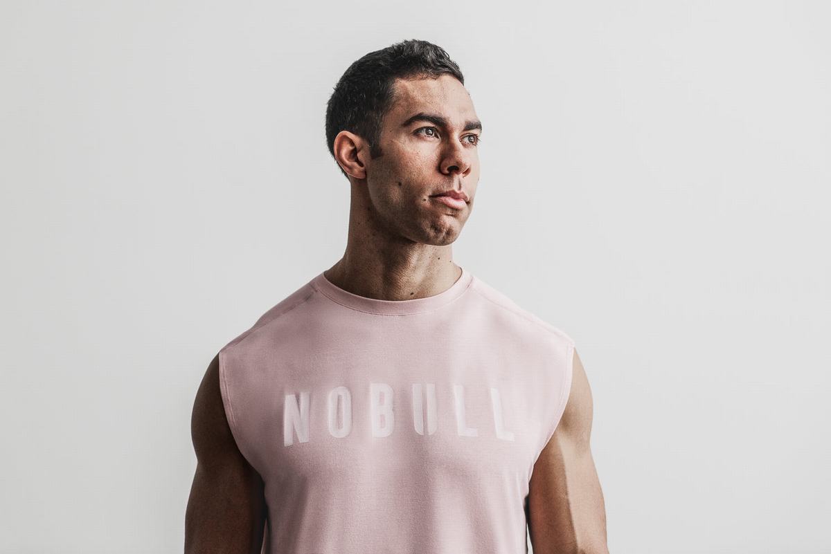 T-Shirt Nobull Sans Manches Homme Rose | LZ0931524