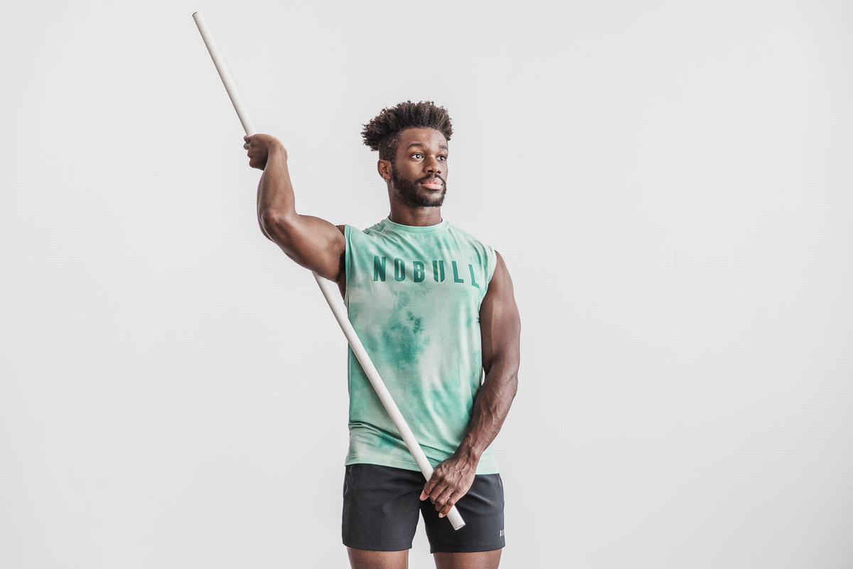 T-Shirt Nobull Sans Manches Tie-Dye Homme Turquoise Clair | MB7654230
