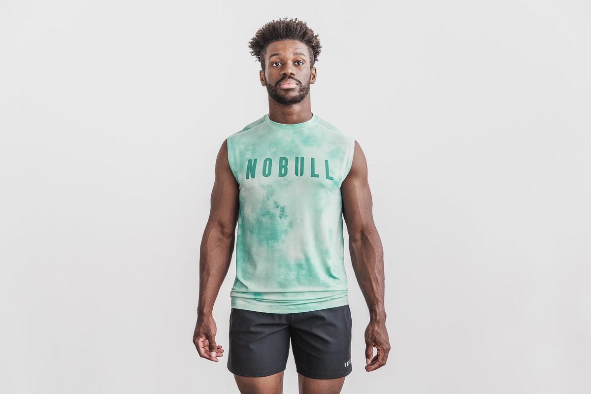 T-Shirt Nobull Sans Manches Tie-Dye Homme Turquoise Clair | MB7654230