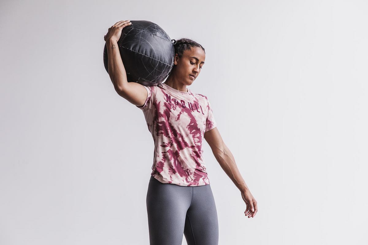 T-Shirt Nobull Tie-Dye Femme Rose Rouge Foncé | ZT7352189