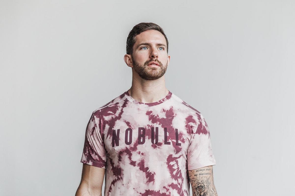 T-Shirt Nobull Tie-Dye Homme Rose Rouge Foncé | GP1642978