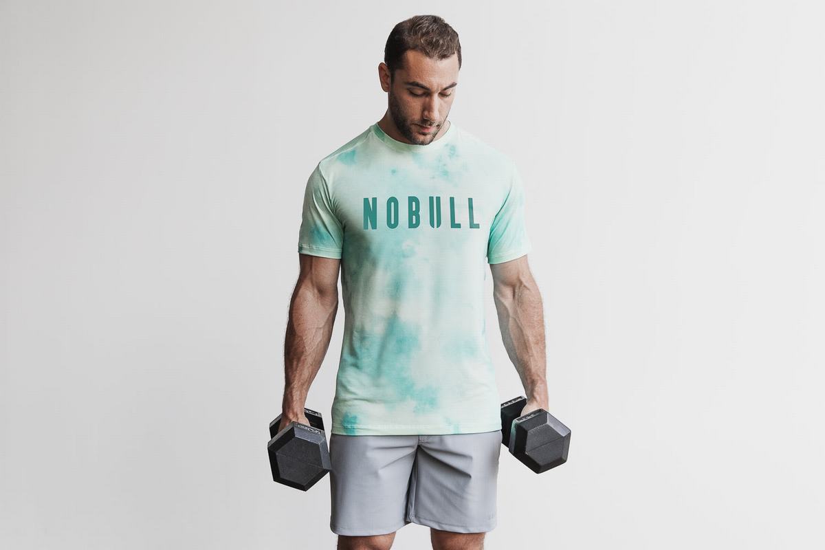 T-Shirt Nobull Tie-Dye Homme Turquoise Clair | QR2841356