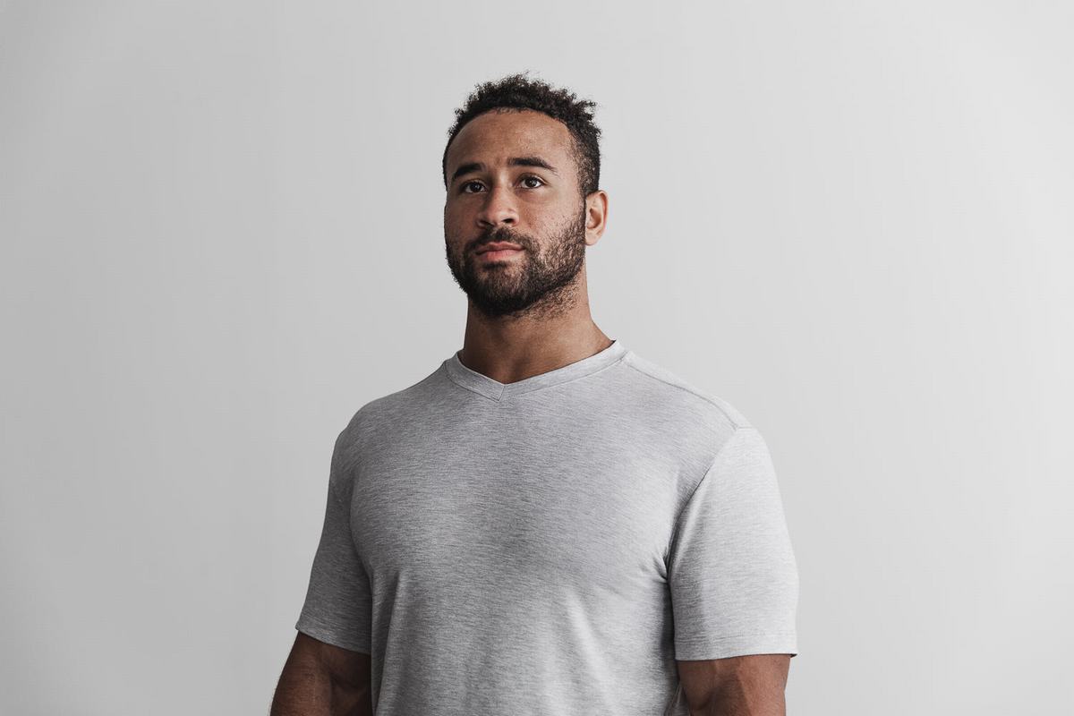 T-Shirt Nobull V-Neck Homme Grise Clair | IP7095368