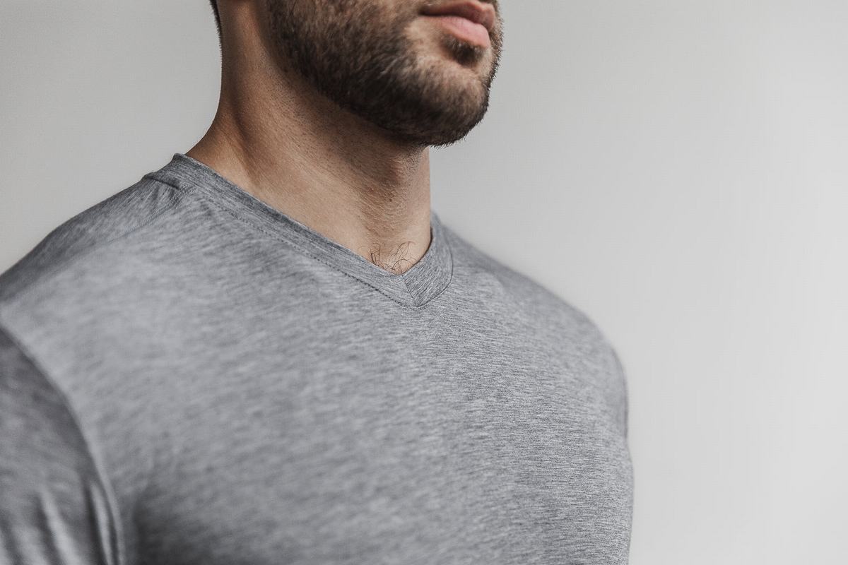 T-Shirt Nobull V-Neck Homme Grise | FM7526941