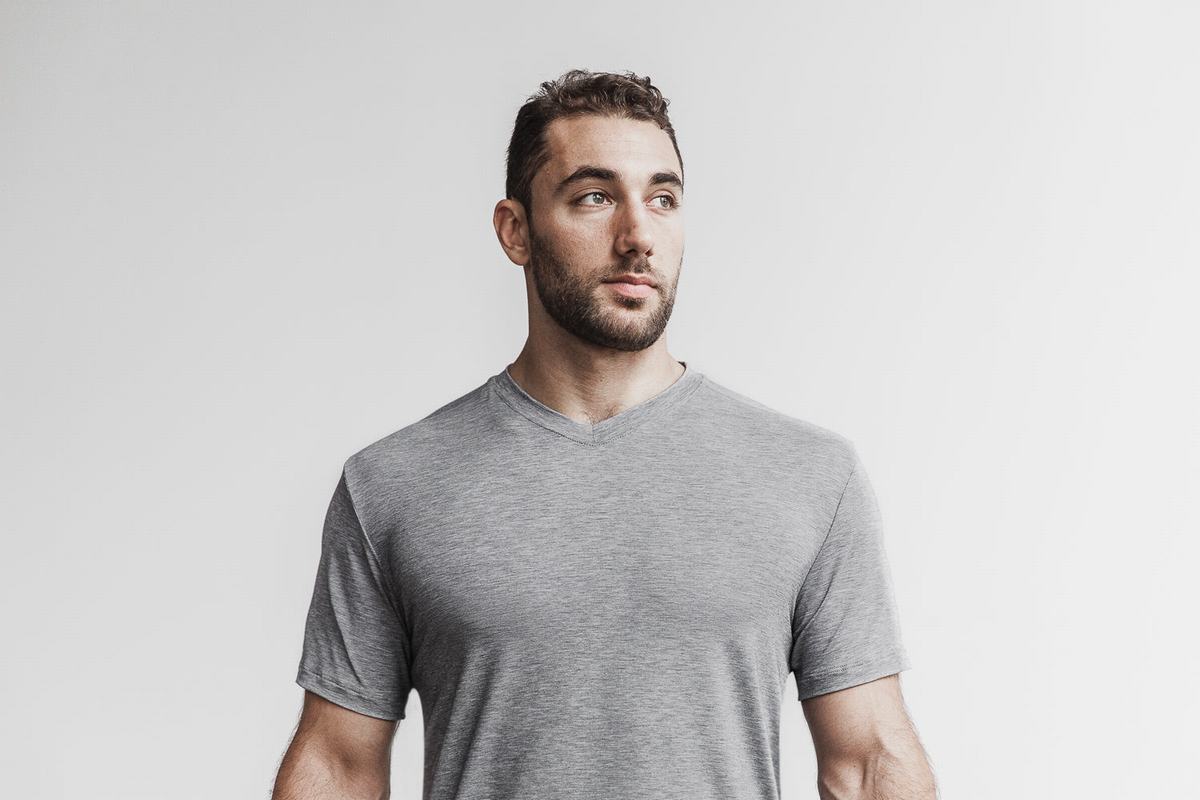 T-Shirt Nobull V-Neck Homme Grise | FM7526941