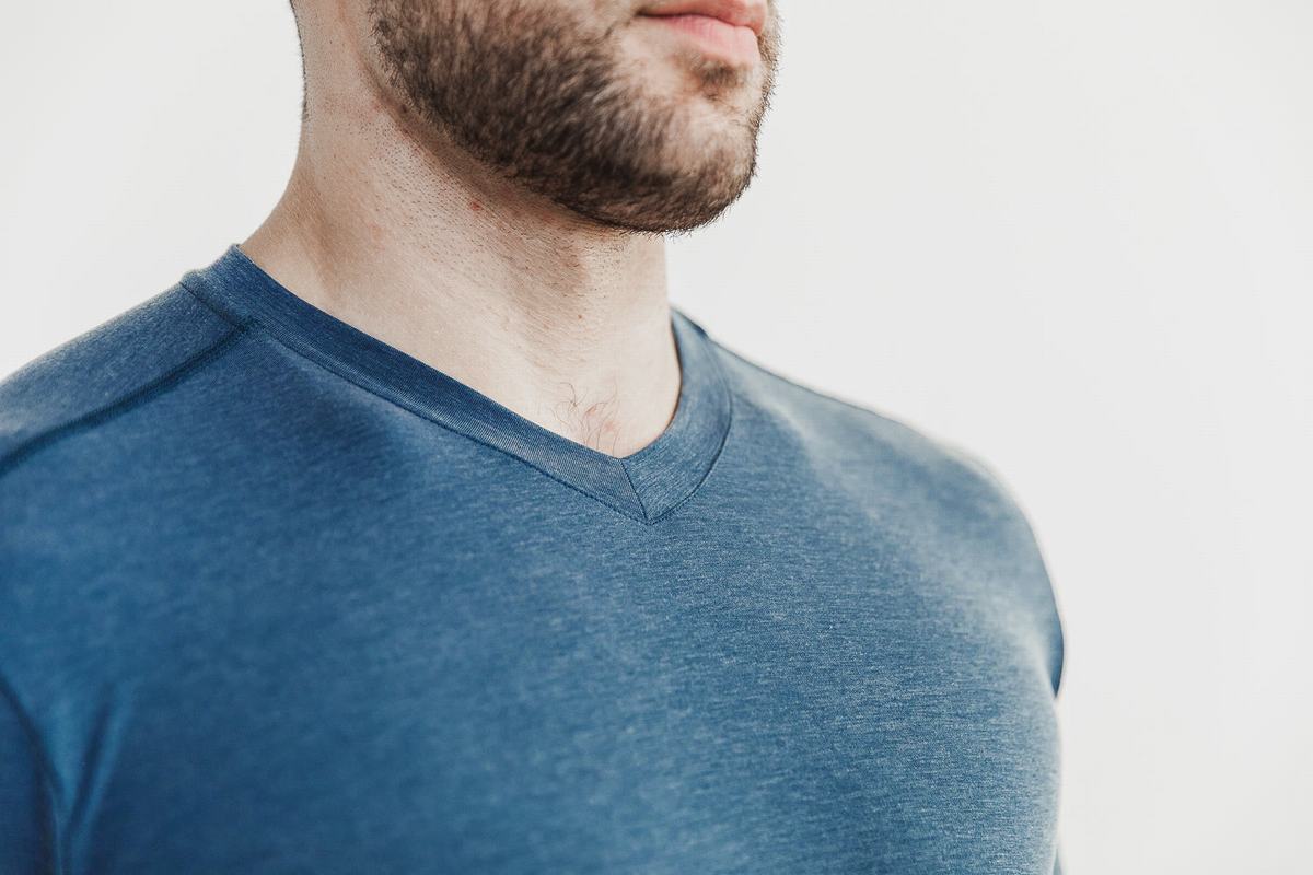T-Shirt Nobull V-Neck Homme Turquoise Foncé | QY3607598