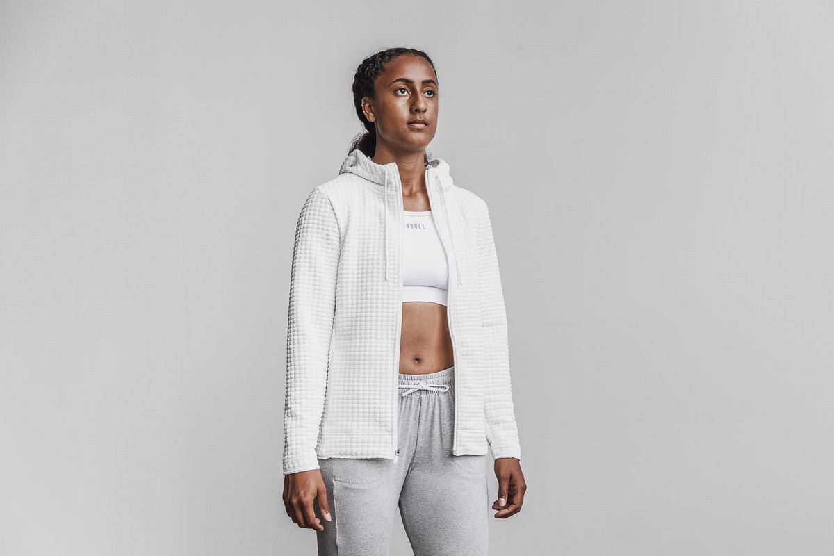 Veste Nobull Quilted Zip-up Femme Blanche | WL1854236