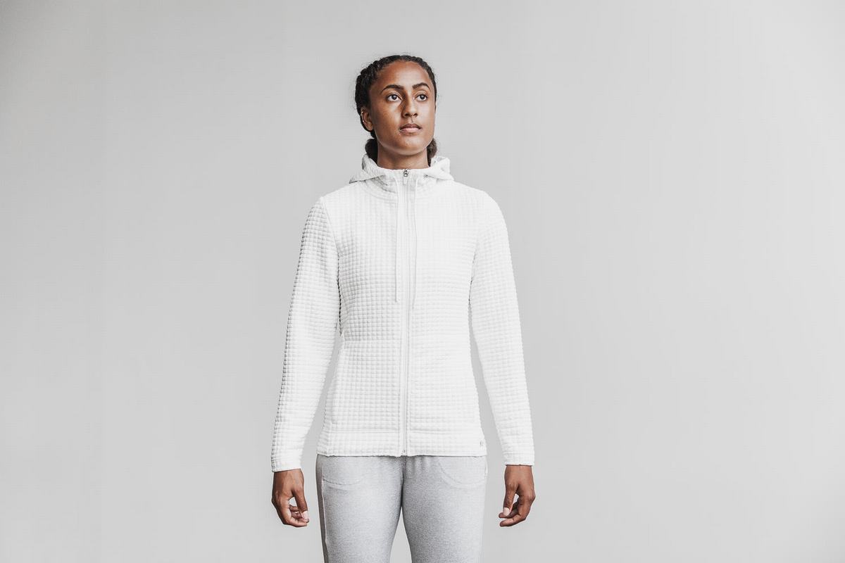 Veste Nobull Quilted Zip-up Femme Blanche | WL1854236