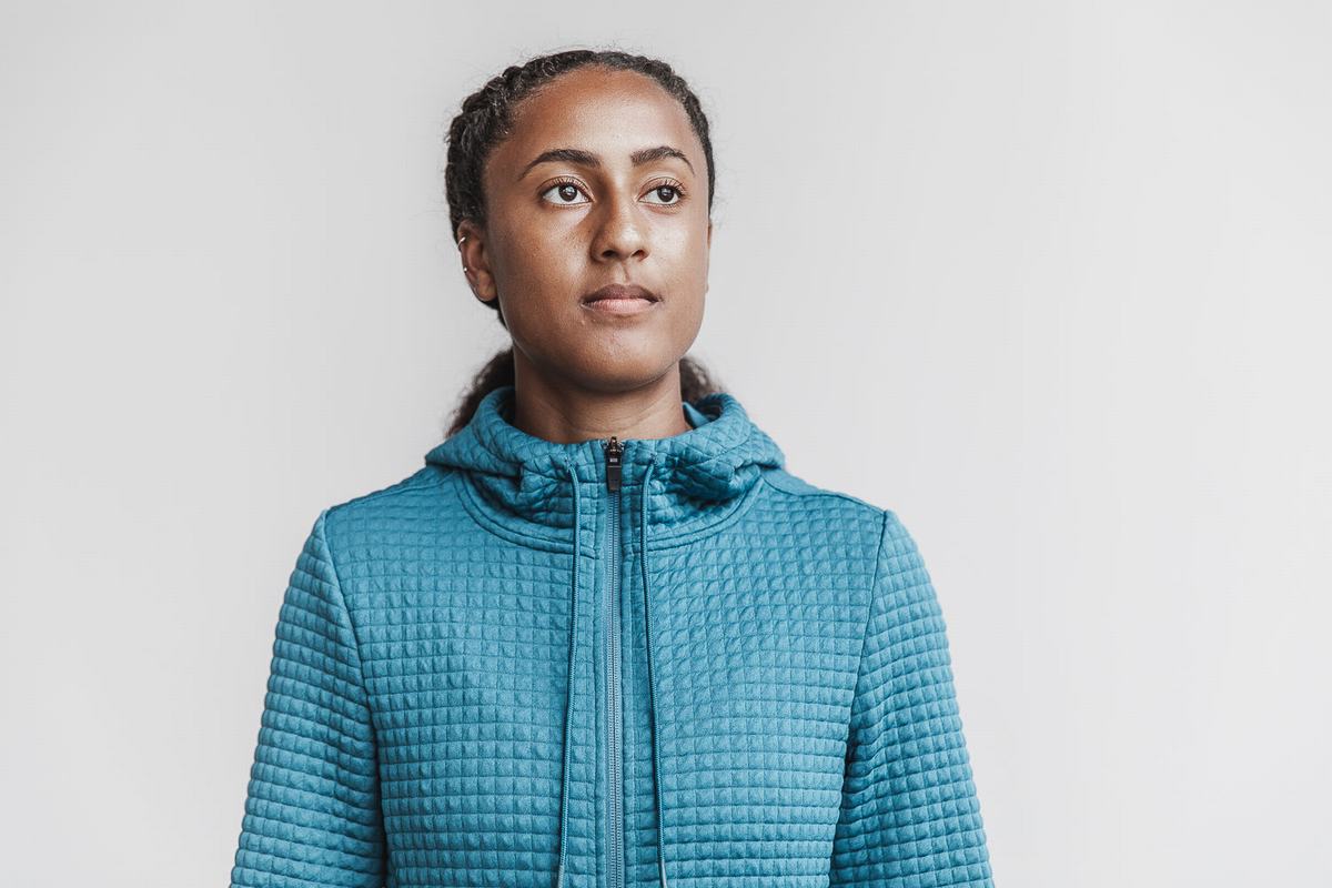 Veste Nobull Quilted Zip-up Femme Grise Bleu | ZQ7681240