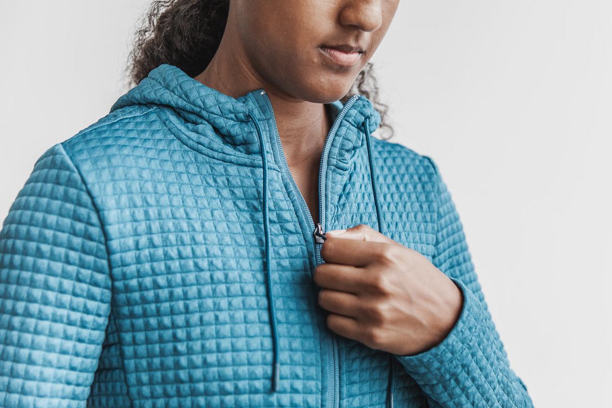 Veste Nobull Quilted Zip-up Femme Grise Bleu | ZQ7681240