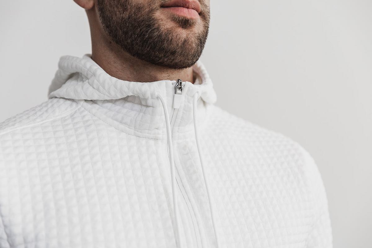 Veste Nobull Quilted Zip-up Homme Blanche | TM9503726