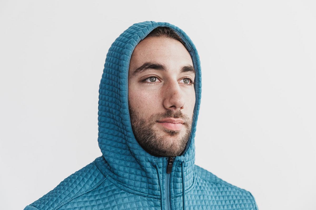 Veste Nobull Quilted Zip-up Homme Grise Bleu | KL5219476