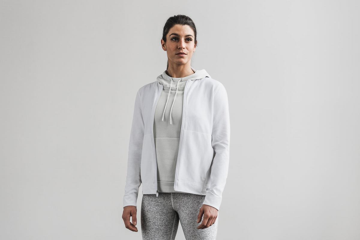 Veste Nobull Twill Zip-up Femme Blanche | RB3781049