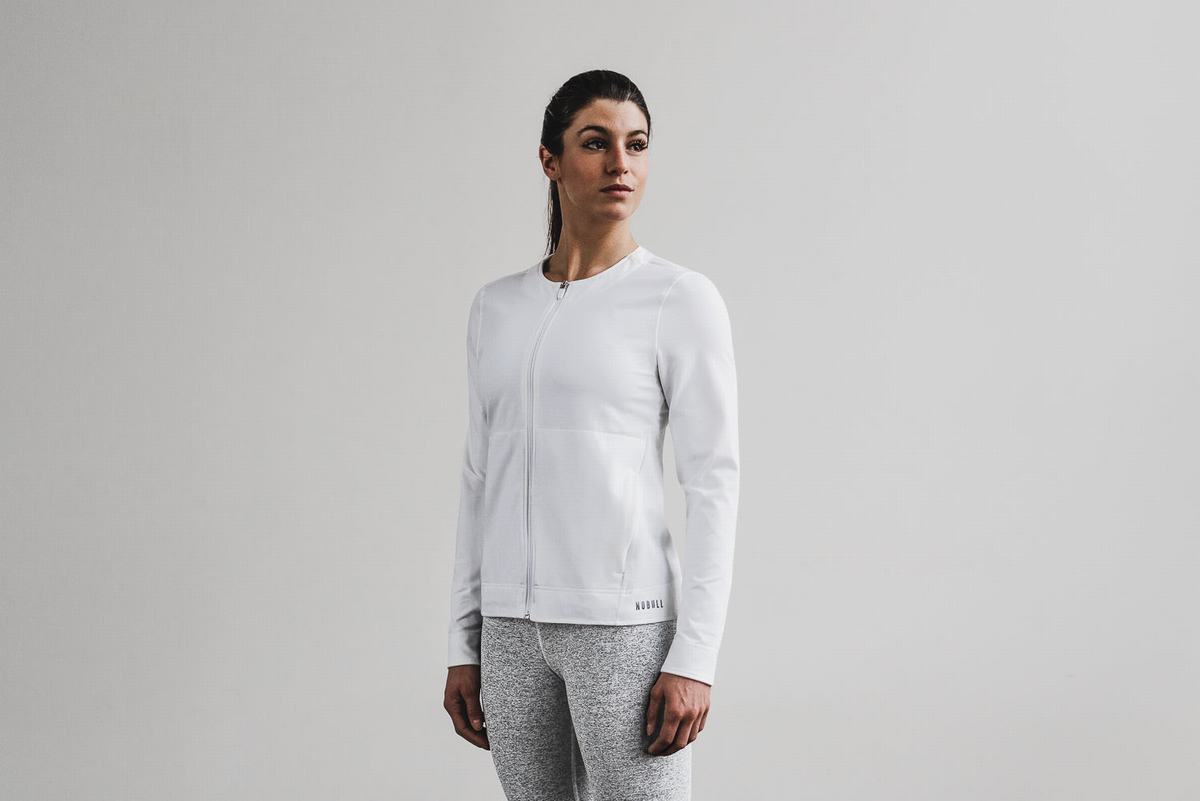 Veste Nobull Twill Zip-up Femme Blanche | RB3781049