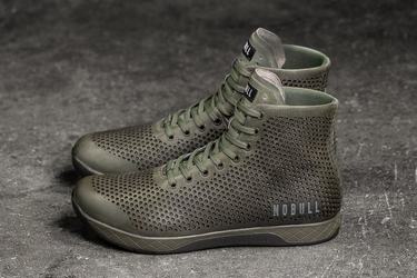 Basket Nobull High-Top Leather Trainer Femme Vert Olive | YF6780245
