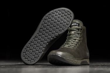 Basket Nobull High-Top Leather Trainer Homme Vert Olive | PW5964138