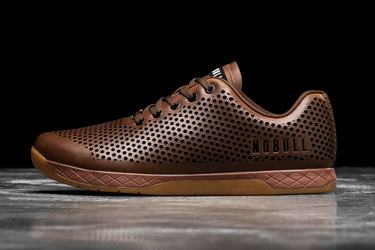 Basket Nobull Leather Trainer Homme Cafe | XD2735019
