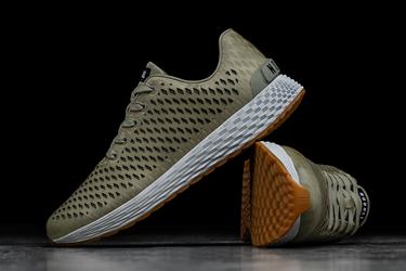 Chaussures Running Nobull Leather Runner Femme Vert Olive | QZ9748512