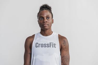 Debardeur Nobull Crossfit® High-Neck Tank Femme Blanche Camouflage | VR8493706