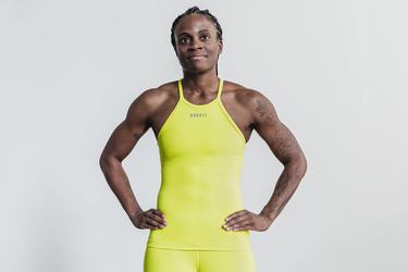 Debardeur Nobull Halter Tank Neon Ribbed Femme Jaune | VS5872436