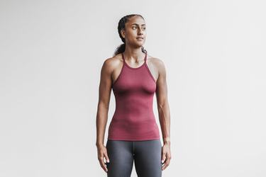 Debardeur Nobull Halter Tank Ribbed Femme Rouge Foncé | BS1890573