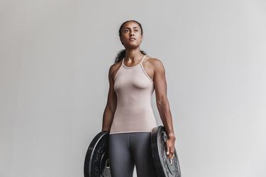 Debardeur Nobull Halter Tank Ribbed Femme Rose | XB4650178