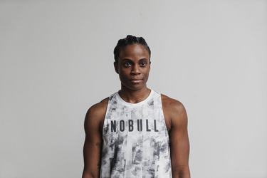 Debardeur Nobull High-Neck Artists For Humanity Tank Femme Blanche Noir | SO8065913