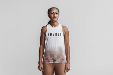 Debardeur Nobull High-Neck Dip-Dye Tank Femme Blanche | OT5237691