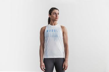 Debardeur Nobull High-Neck Miami Palm Tank Femme Bleu | WB8705129
