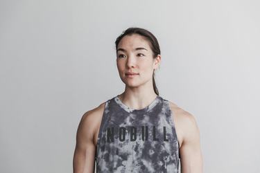 Debardeur Nobull High-Neck Tank Tie-Dye Femme Blanche Noir | SX2674598