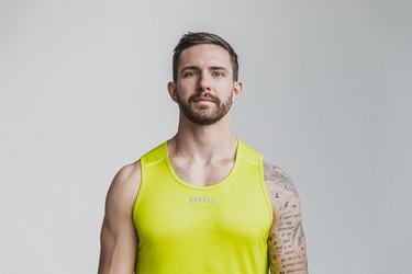 Debardeur Nobull Lightweight Textured Tank Neon Homme Jaune Camouflage | AN8761250