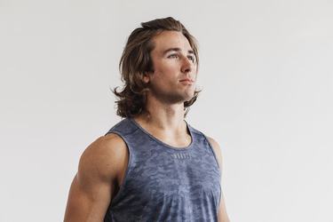 Debardeur Nobull Lightweight Textured Tank Homme Bleu Marine Camouflage | BC4293680