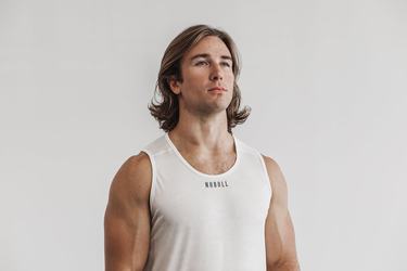 Debardeur Nobull Lightweight Textured Tank Homme Blanche Camouflage | KO7296451