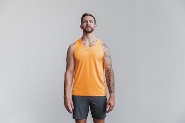 Debardeur Nobull Lightweight Textured Tank Neon Homme Orange Camouflage | QA9143872