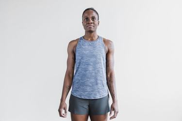 Debardeur Nobull Lightweight Textured Tank Femme Bleu Camouflage | VS3578092