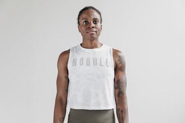 Debardeur Nobull Muscle Tank Femme Blanche Rose | SJ2875160