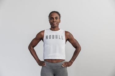 Debardeur Nobull Muscle Tank Femme Blanche Camouflage | YT1986435