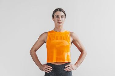 Debardeur Nobull Muscle Tank Neon Femme Orange Camouflage | KF5342796