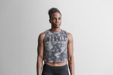 Debardeur Nobull Muscle Tank Tie-Dye Femme Blanche Noir | WX0462589