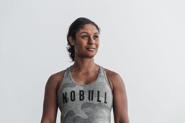 Debardeur Nobull Racerback Tank Femme Grise Camouflage | SL0184792