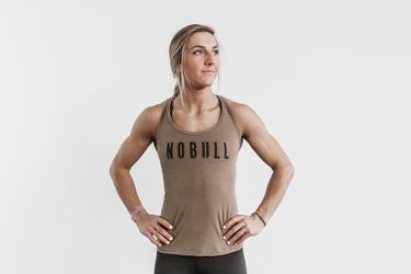 Debardeur Nobull Racerback Tank Femme Marron Clair | ZU9506743