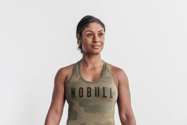 Debardeur Nobull Racerback Tank Femme Vert Camouflage | NX3825640