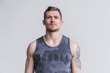 Debardeur Nobull Tank Homme Grise Camouflage | NU5621093